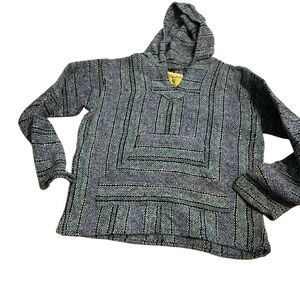 Cozy Gray and Green Sweater‎ with Striped Design